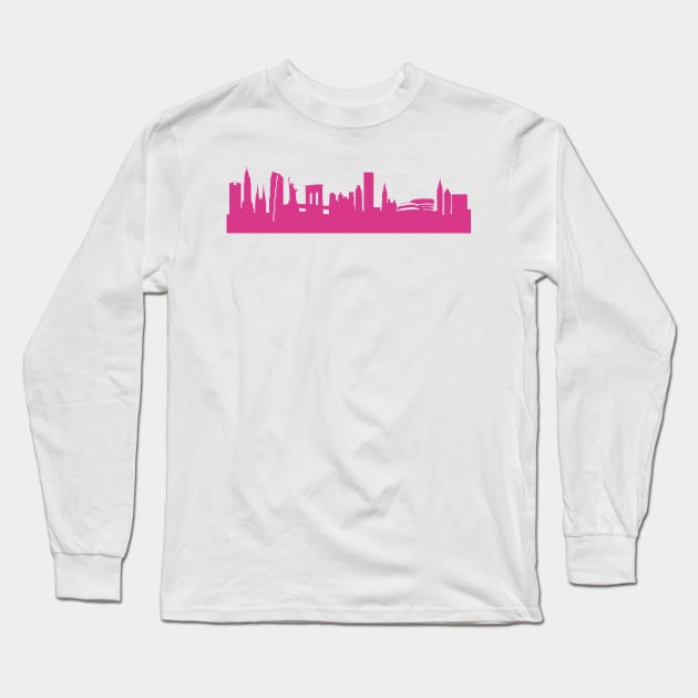 New York skyline pink Long Sleeve T-Shirt by 44spaces